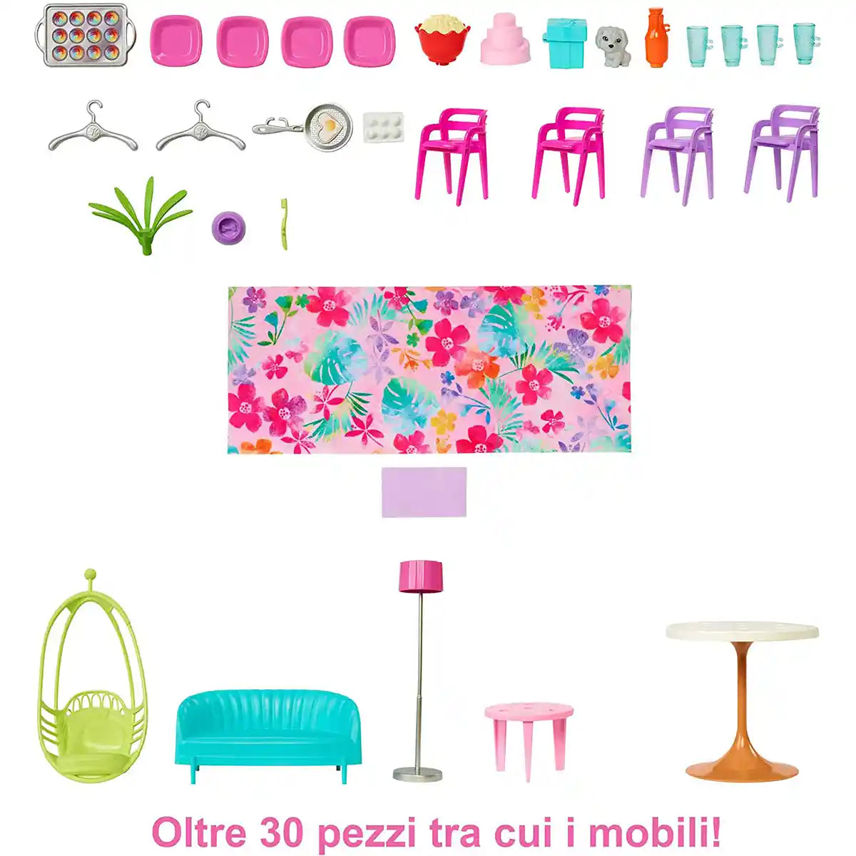 Barbie Malibu House 2-Story Dollhouse with 25+ Accessories & Transformation Features – Dollhouses for Kids Ages 3+