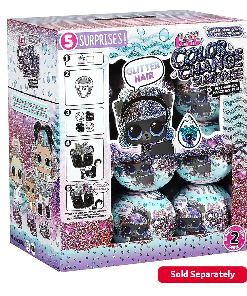 حيوانات أليفة متغيرة اللون لامعة من LOL Surprise مع 5 مفاجآت، دمية أزياء قابلة للتجميع وإكسسوارات، لعبة للأطفال من سن 4 سنوات فما فوق