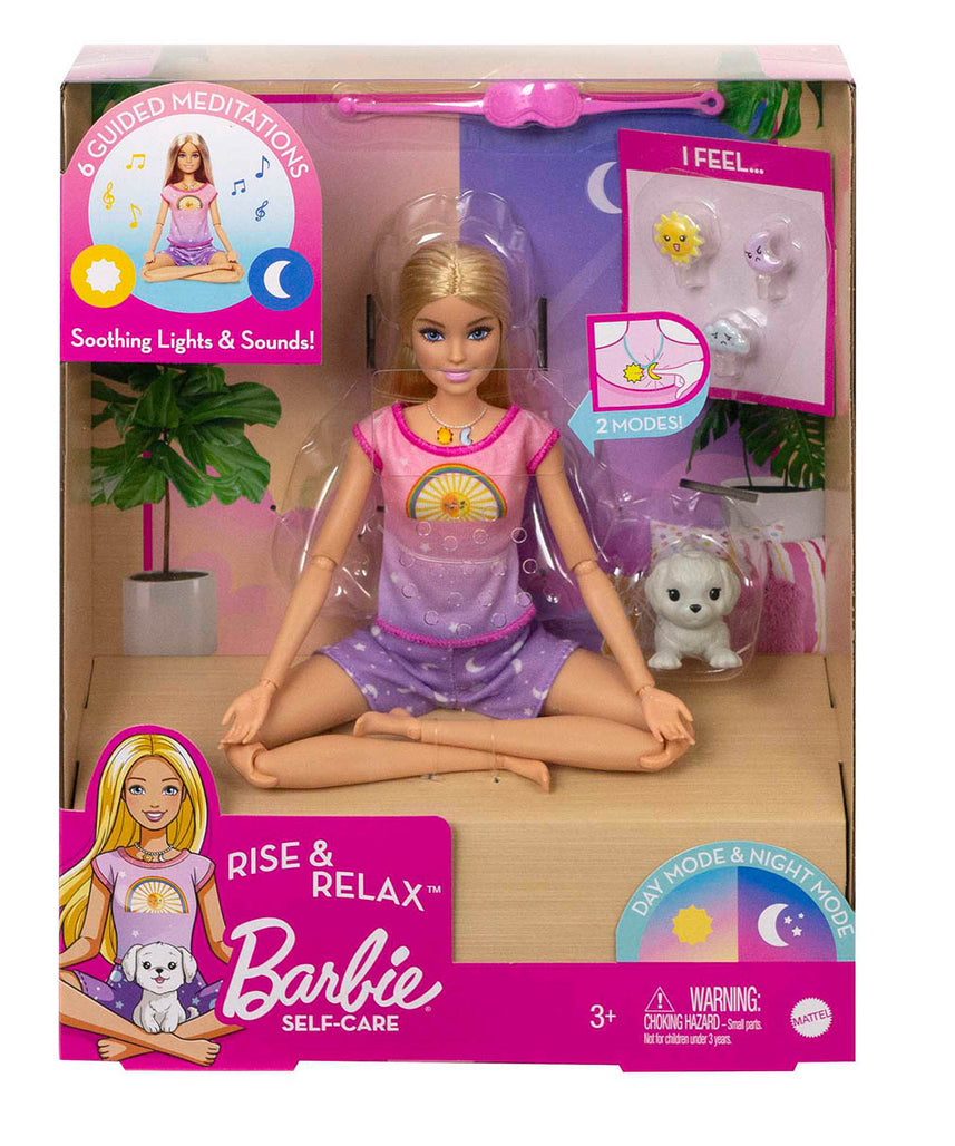 Barbie Self-Care Rise and Relax Doll, Light Skin Tone, Mindfulness Playset, Relaxation Theme, Includes Accessories, Ages 3+, Model HCN08