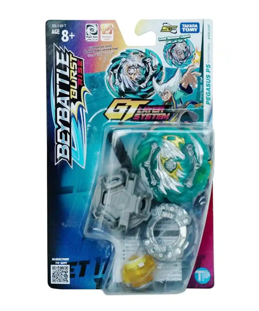 BEYBATTLE BURST BB-148-T Season 4 Starter Heaven Pegasus P5, Multicolor, One Size, Right-Spin Stamina Beyblade with Launcher and Ripcord