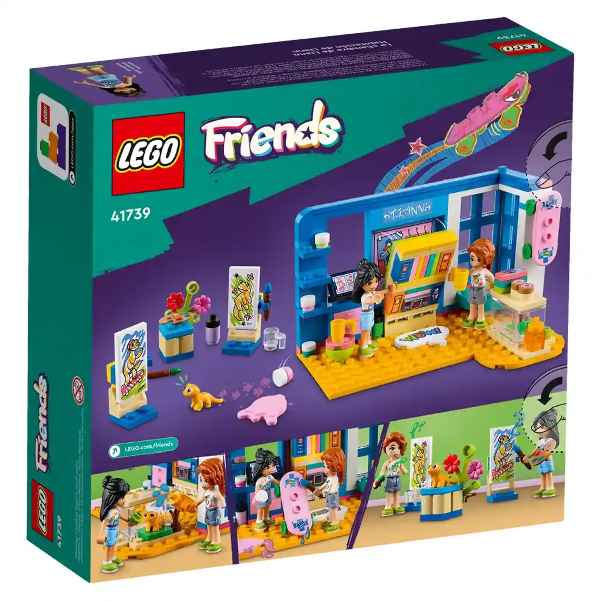 مجموعة ألعاب غرفة نوم ليان 41739 من ليجو فريندز، ذات طابع فني، مع دمى صغيرة، ووزغة أليفة، وإكسسوارات للأطفال من سن 6 سنوات فما فوق