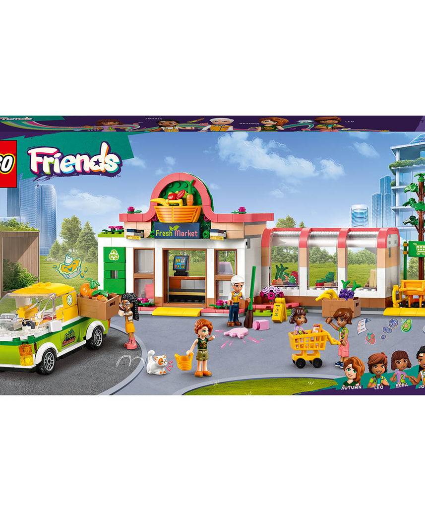 مجموعة بناء متجر البقالة العضوية 41729 من ليجو فريندز مع دمى صغيرة وشاحنة توصيل وملحقات للأطفال من سن 8 سنوات فما فوق