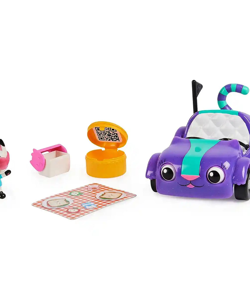 Gabby’s Dollhouse Carlita and Pandy Paws Picnic Set, Interactive Vehicle with Blinking Eyes and Moving Tail, Includes Exclusive Pandy Paws Figure, Picnic Accessories, Surprise Box, Toys for Kids Ages 3+