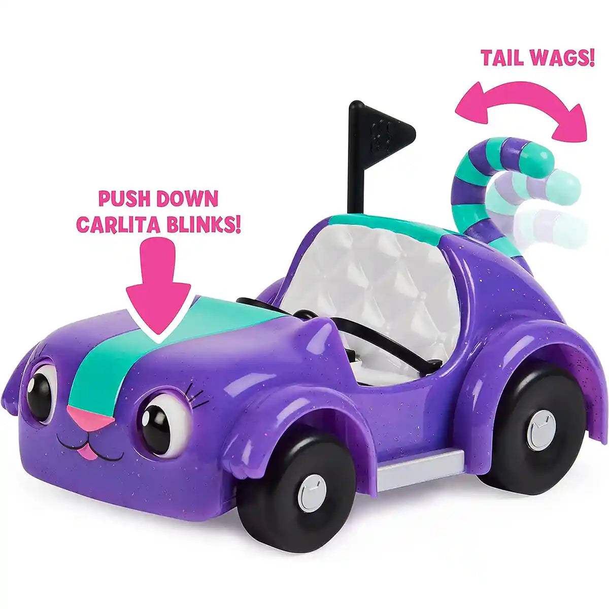 Gabby’s Dollhouse Carlita and Pandy Paws Picnic Set, Interactive Vehicle with Blinking Eyes and Moving Tail, Includes Exclusive Pandy Paws Figure, Picnic Accessories, Surprise Box, Toys for Kids Ages 3+