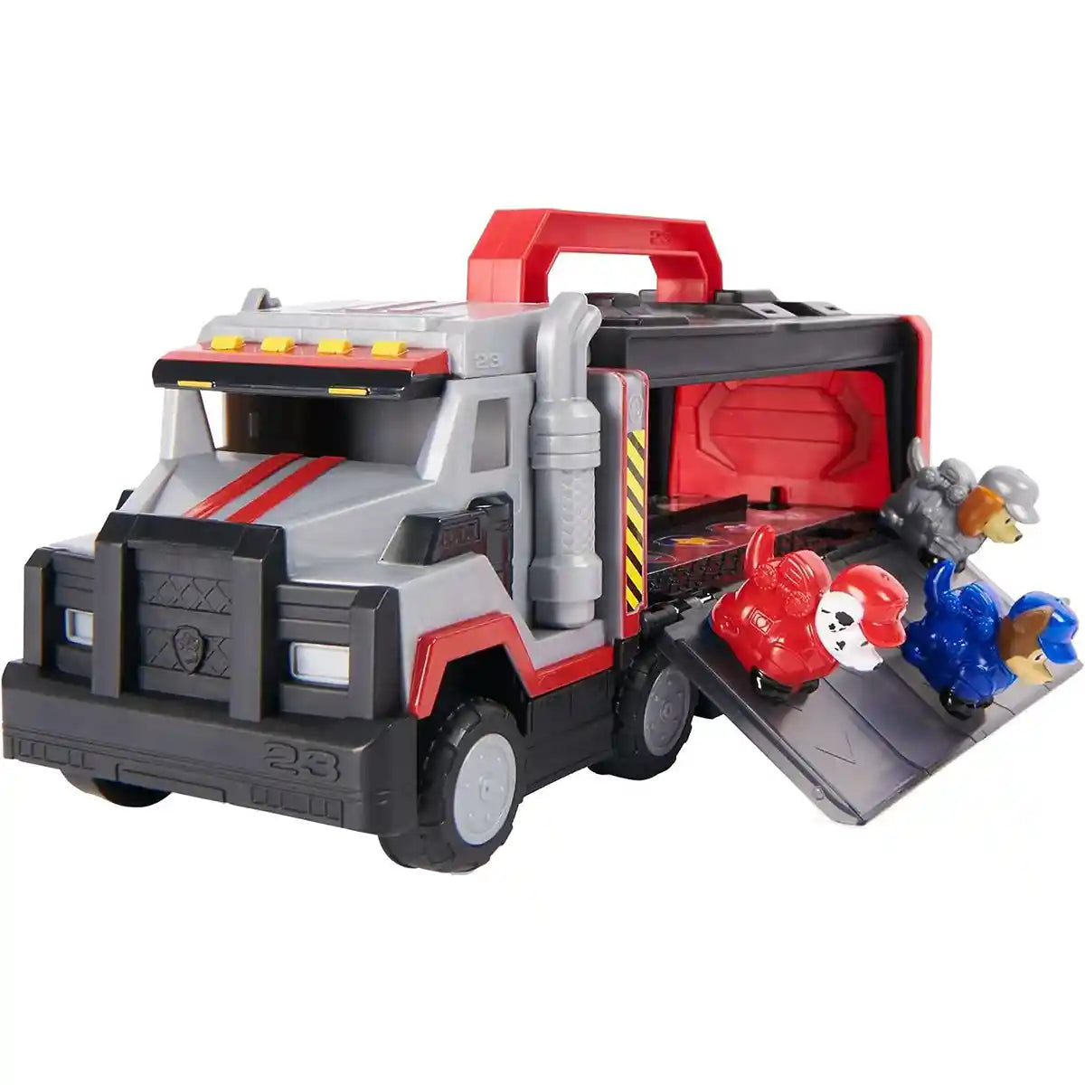 مجموعة لعب شاحنة كبيرة من PAW Patrol Big Truck Pups، مع 3 شخصيات، وكابينة متحركة، وحقيبة تخزين، ولعبة للأطفال