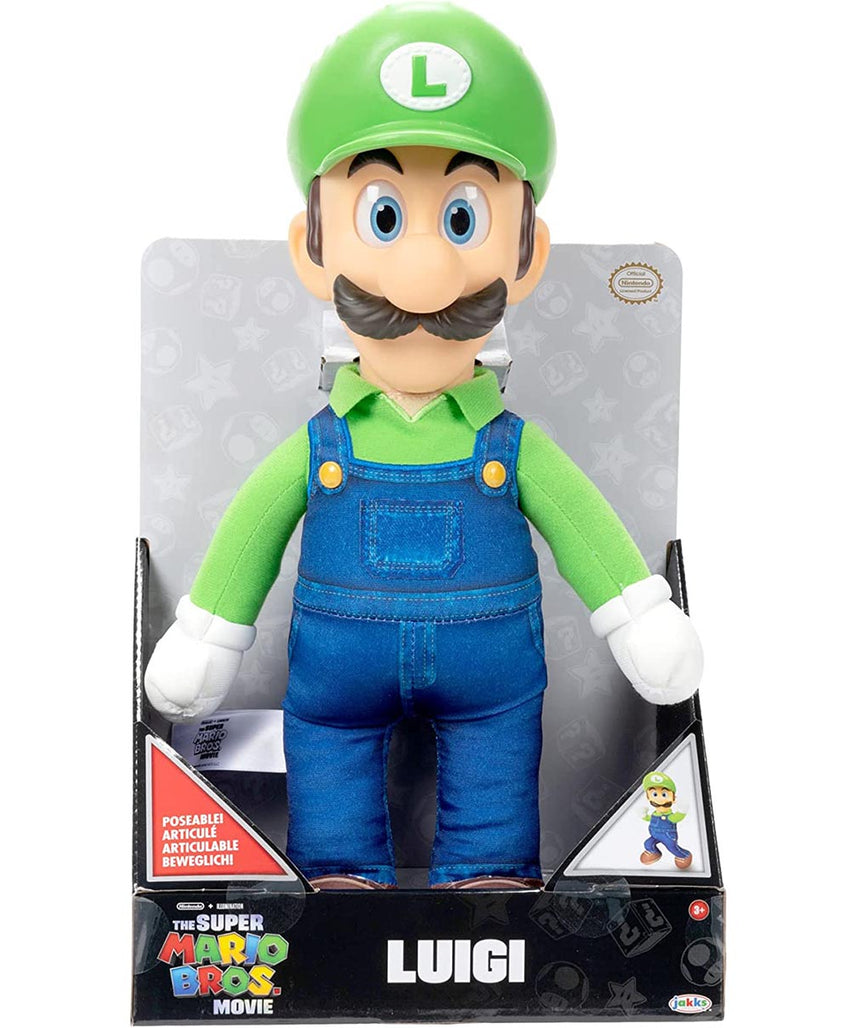 دمية لويجي من فيلم سوبر ماريو برذرز، مقاس 15 بوصة، قابلة للتحريك، مفصلية، دقيقة، قابلة للعناق، قابلة للتجميع