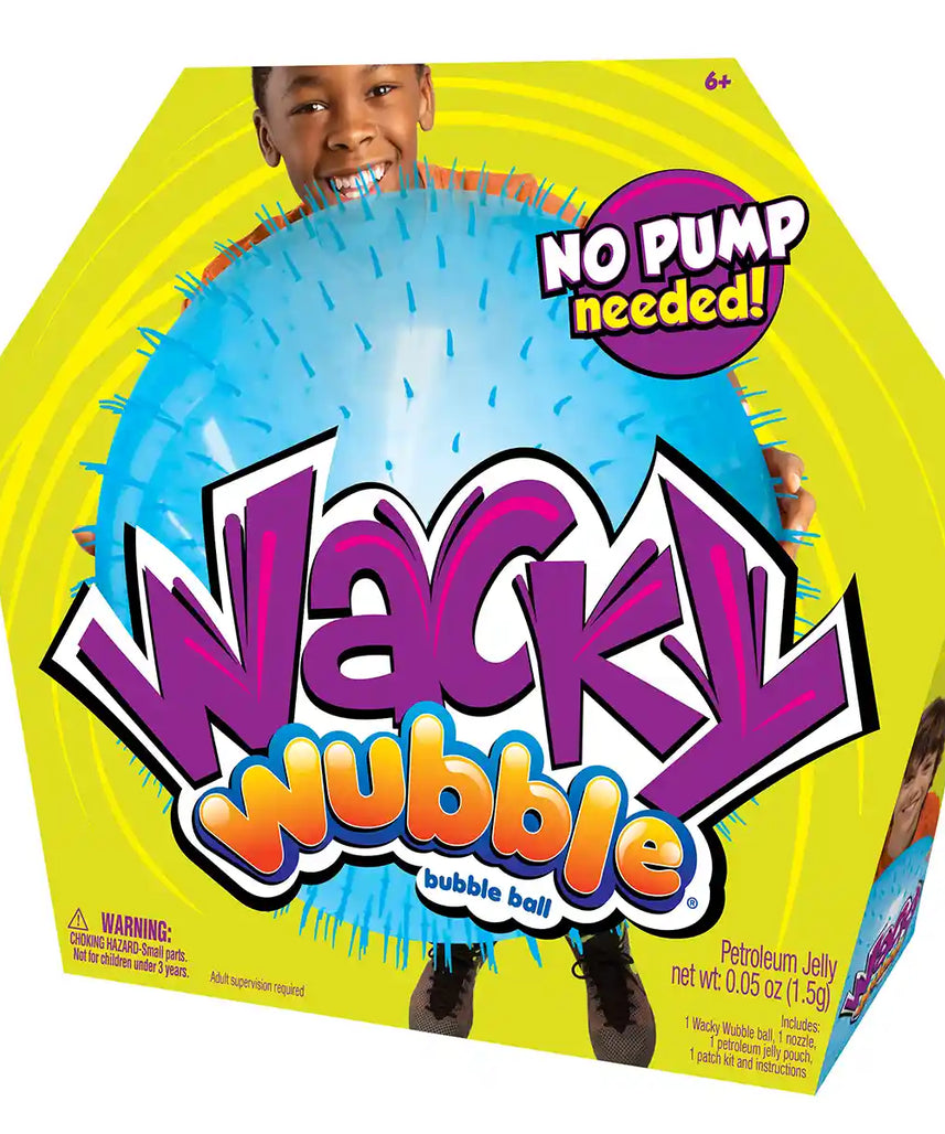 كرة الفقاعات المضحكة من وابل سوبر، زرقاء، كرة فقاعات قابلة للنفخ ذات شائكة 20 بوصة للأطفال، للعب في الأماكن المغلقة والمفتوحة، للأعمار من 3 سنوات فما فوق، فقاعات