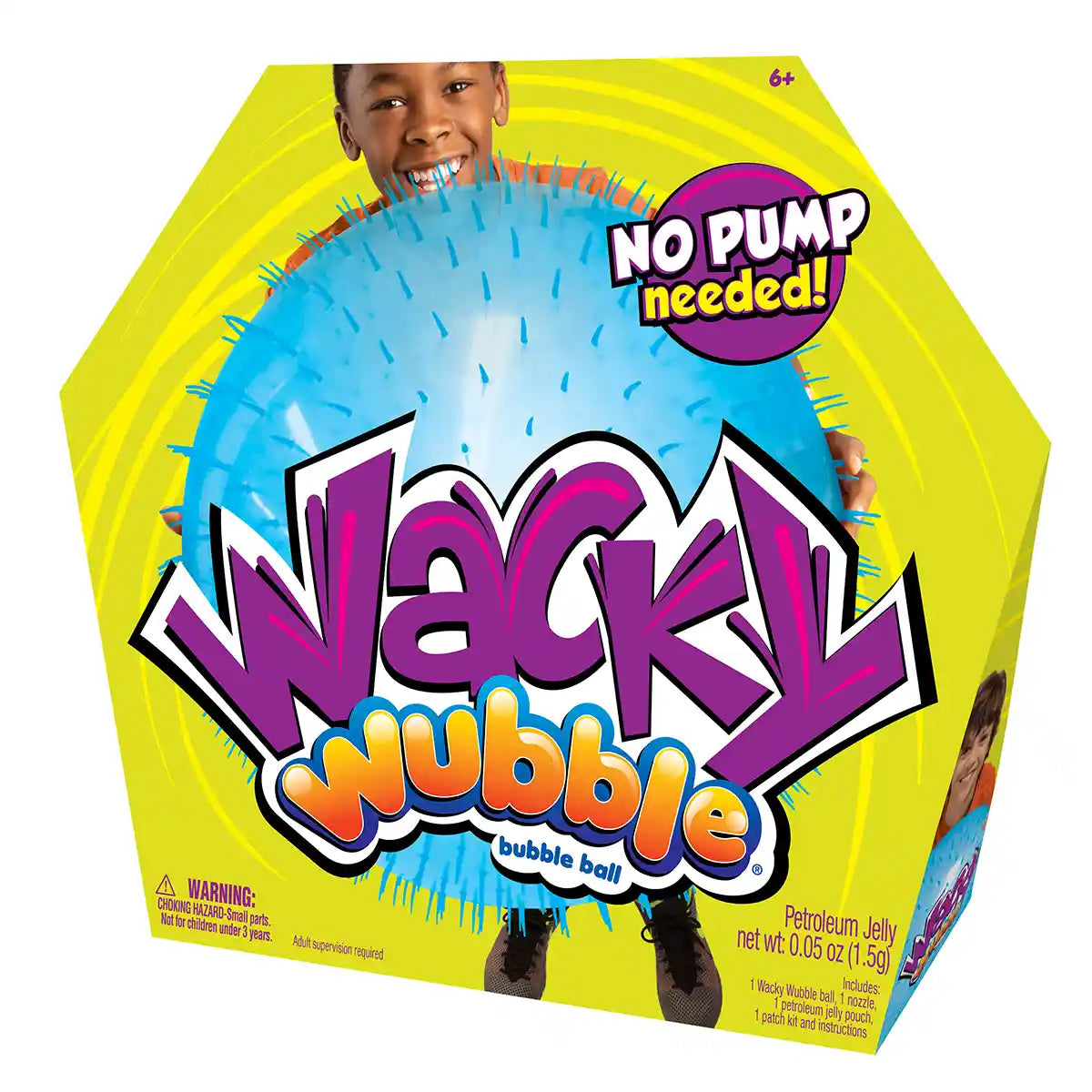 كرة الفقاعات المضحكة من وابل سوبر، زرقاء، كرة فقاعات قابلة للنفخ ذات شائكة 20 بوصة للأطفال، للعب في الأماكن المغلقة والمفتوحة، للأعمار من 3 سنوات فما فوق، فقاعات