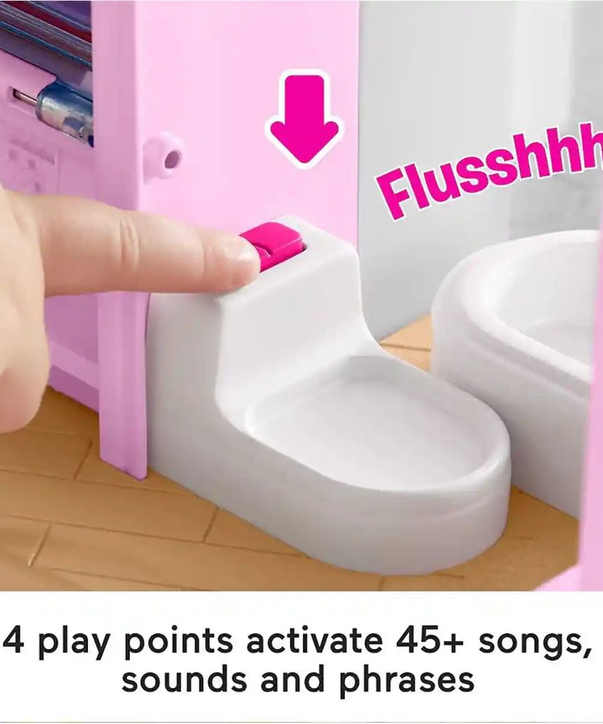 فيشر برايس باربي ليتل دريم هاوس ليتل بيبول، مجموعة ألعاب تفاعلية للأطفال الصغار مع مصعد ومنزلق حلزوني وأضواء وموسيقى وشخصيات مناسبة للأعمار من 18 شهرًا فما فوق