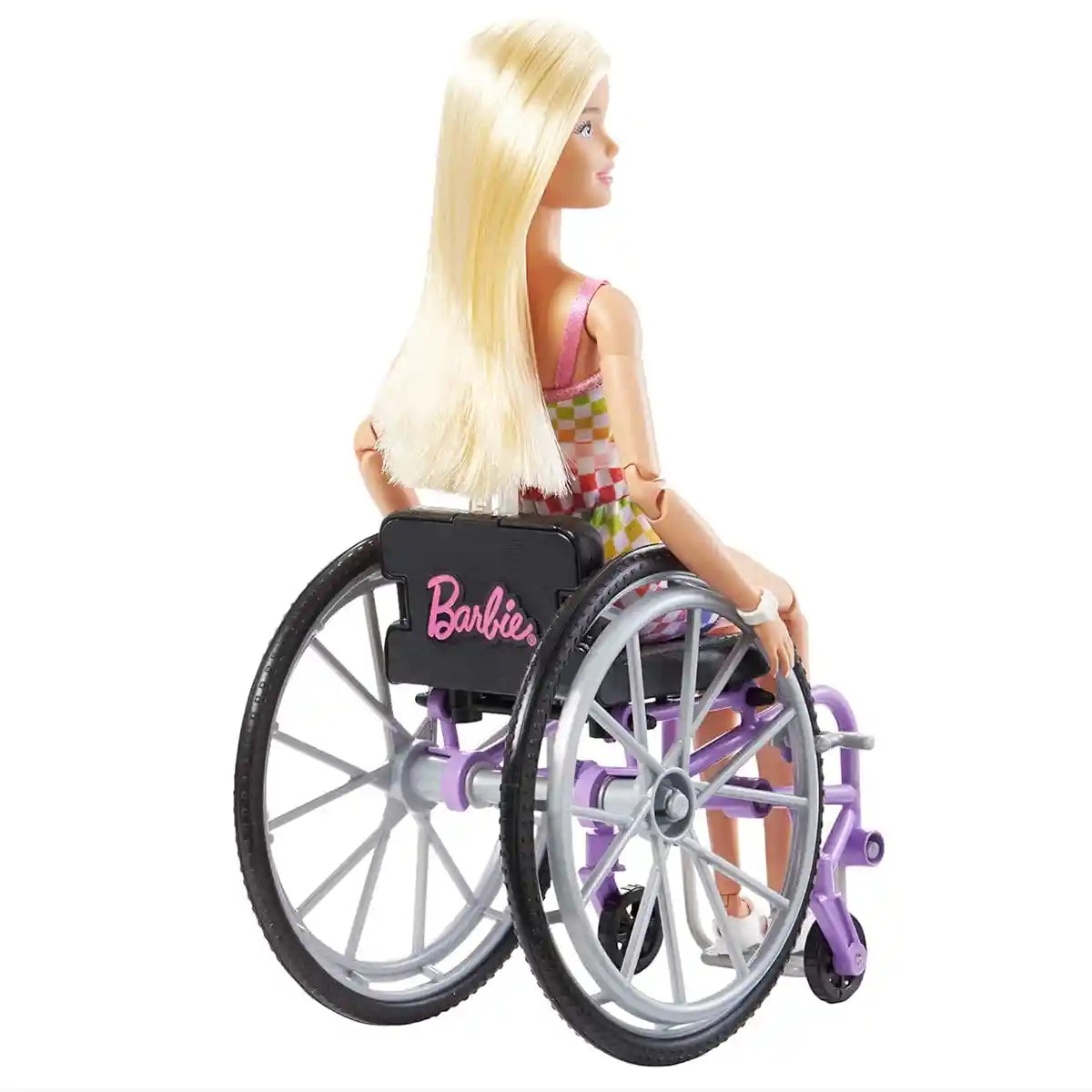Barbie Fashionistas Doll #194 with Wheelchair and Ramp Inclusive Doll for Kids Ages 3 and Up, Blonde Hair, Rainbow Romper and Accessories