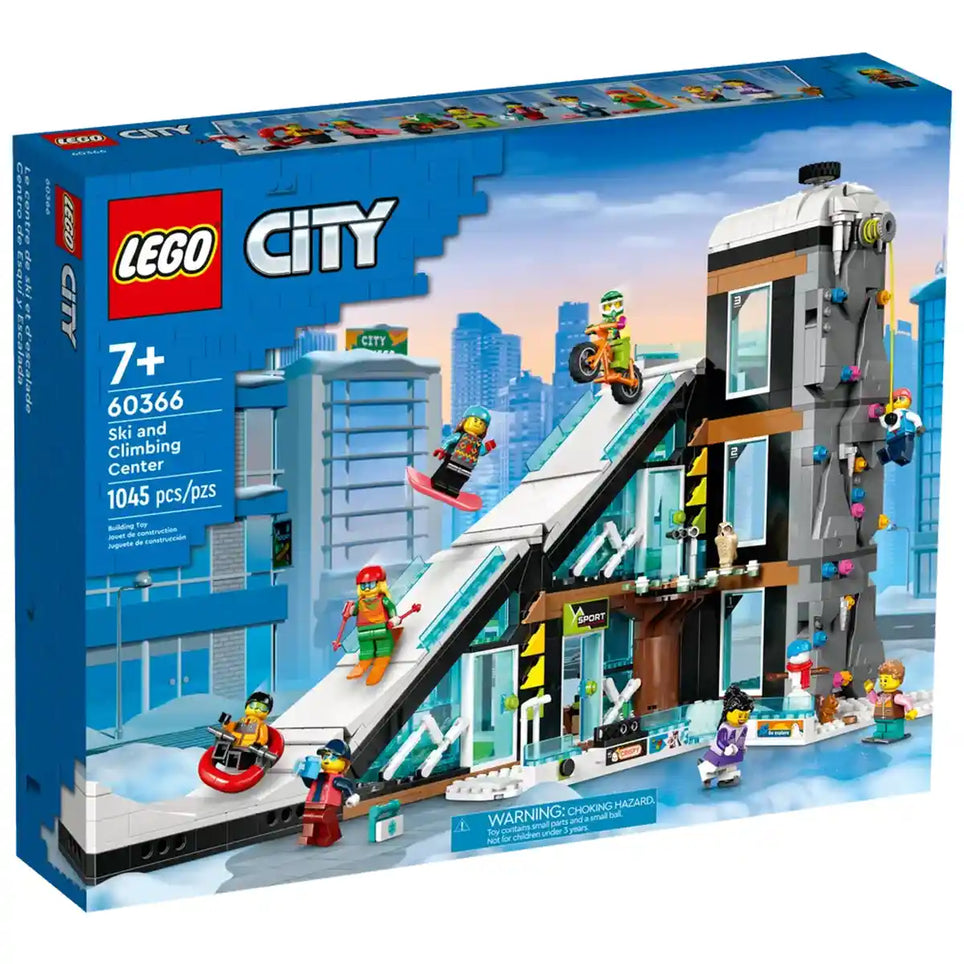 LEGO City Ski and Climbing Centre 60366 Building Set with Ski Lift, Winter Sports Shop, Café, Minifigures for Kids Ages 7+