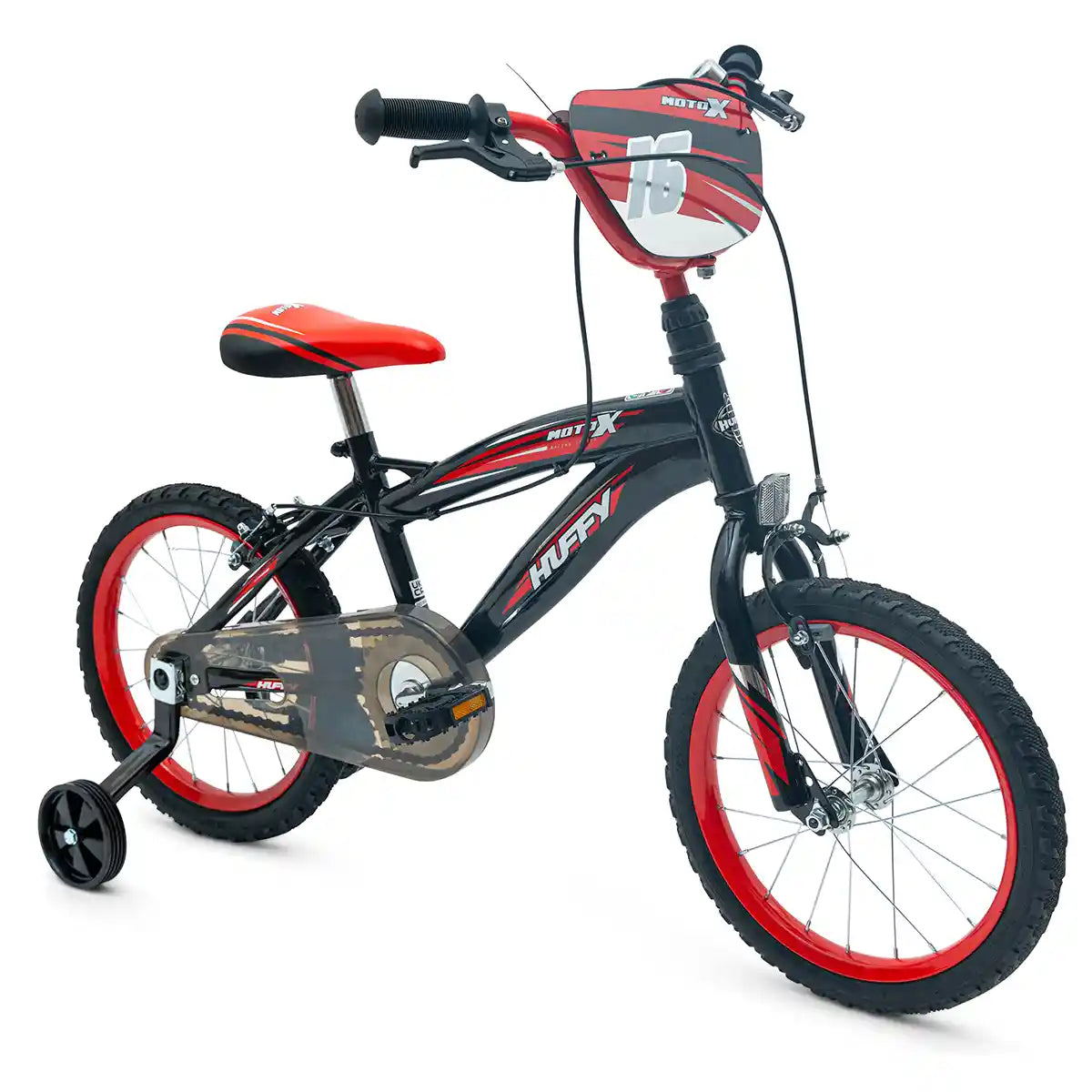دراجة هافي موتو إكس للأطفال، مقاس 16 بوصة، لون أسود، دراجة شبابية للجنسين مع مثبتات، تصميم بي إم إكس، تجميع سريع، للأعمار من 5 إلى 7 سنوات