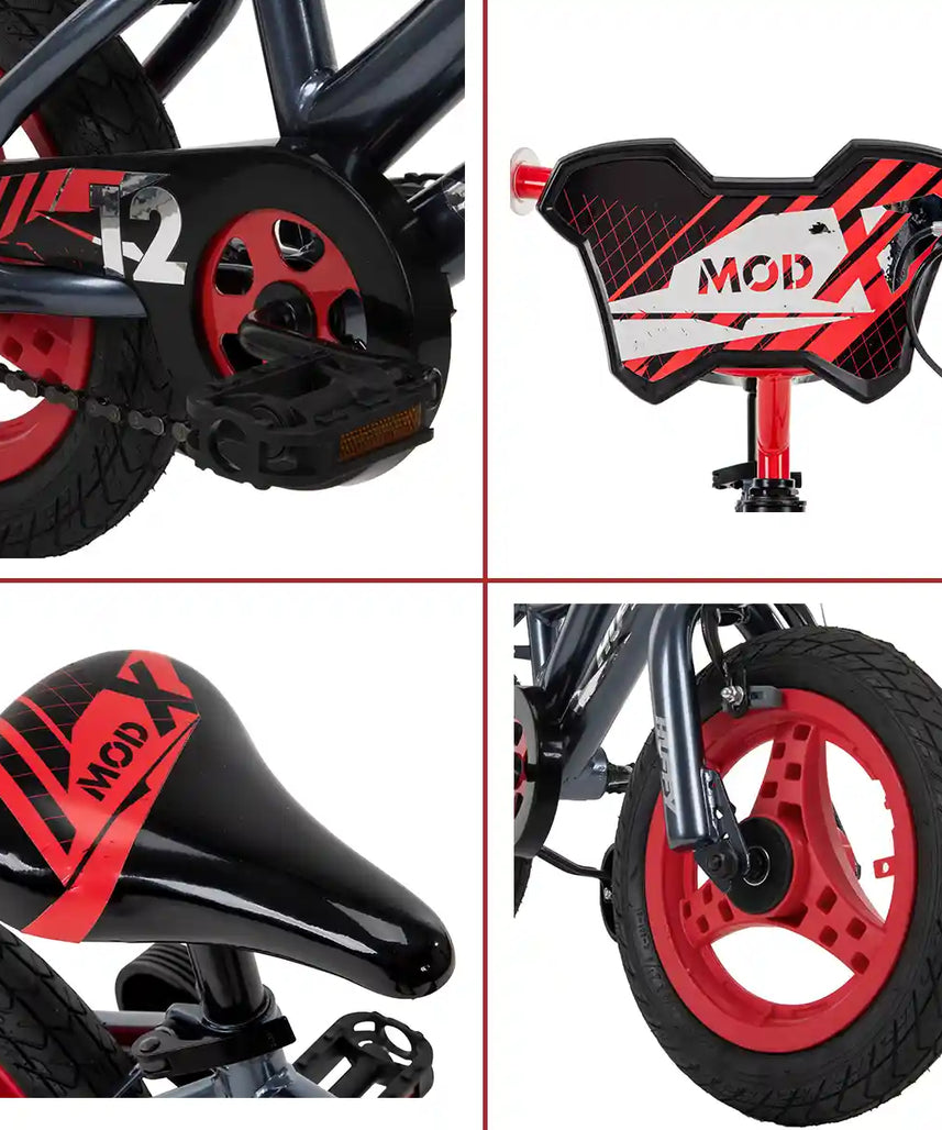 Huffy Mod X Bike 12 Inch R Exclusive for Kids Ages 3-5, Single-Speed Bicycle with Training Wheels, Steel Frame, Front Handbrake and Rear Coaster Brake, Bikes