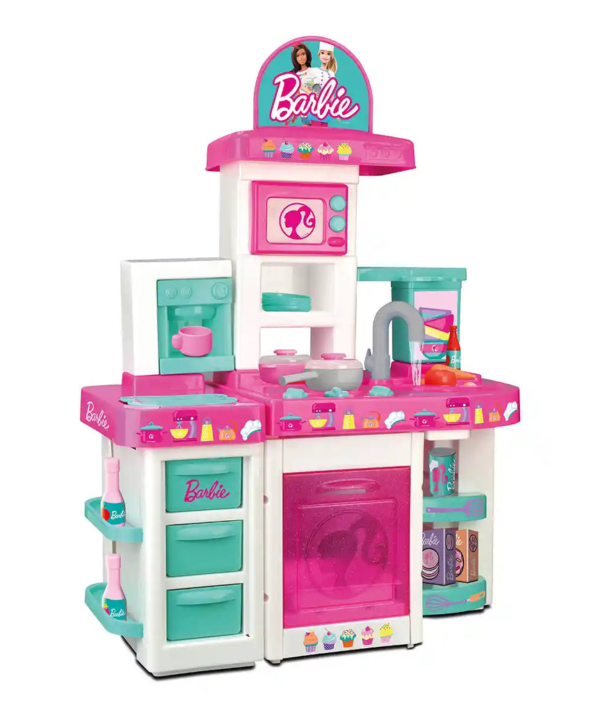 Barbie Large Kitchen Playset for Toddlers, Pretend Play Cooking Kitchen with Lights and Sounds, Sink Oven Stove Food and Accessories, Realistic Role Play Toy Set for Kids, Ages 3 Years+