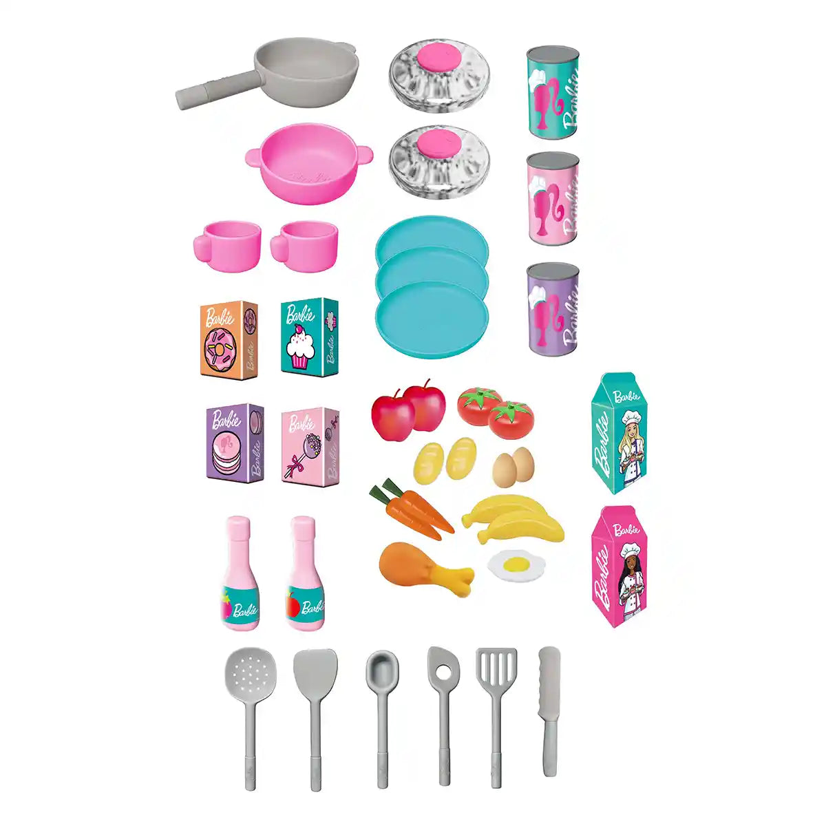 Barbie Large Kitchen Playset for Toddlers, Pretend Play Cooking Kitchen with Lights and Sounds, Sink Oven Stove Food and Accessories, Realistic Role Play Toy Set for Kids, Ages 3 Years+