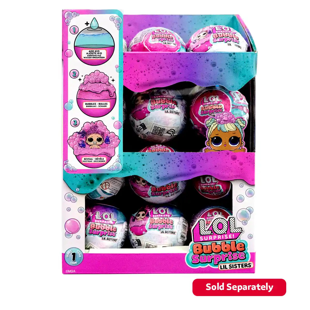 دمية لول سربرايز بابل فوم ليل سيسترز، دمية بيبي سيسترز قابلة للتجميع، مفاجأة بابل، متغيرة اللون، تفاصيل براقة، تتضمن ملحقات، هدية للبنات من سن 4 سنوات فما فوق