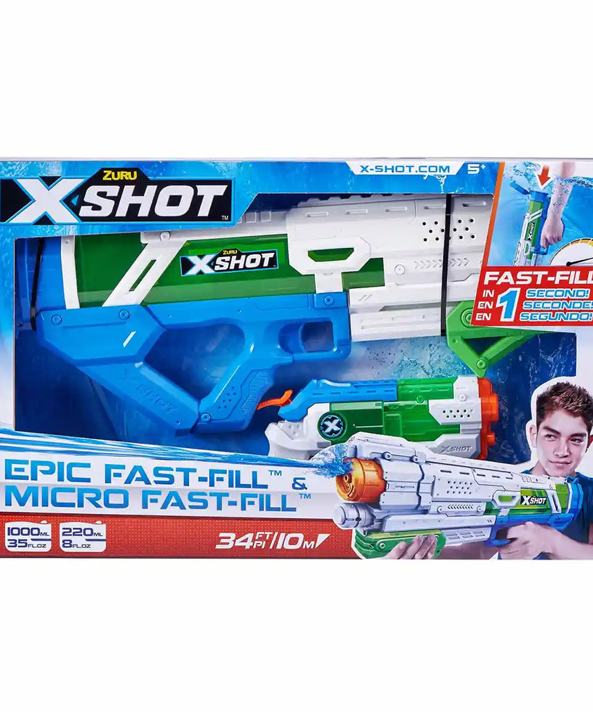 X-Shot Water Warfare Fast-Fill Blaster, Ultimate Summer Water Gun, 700mL Capacity, 34ft / 10m Blast Distance, Kids & Boys, Outdoor Fun, Vacation & Backyard Play