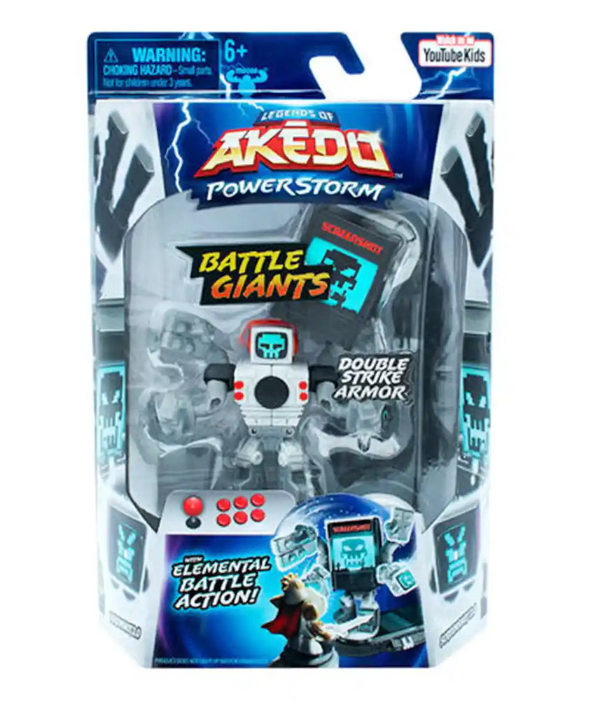 مجموعة ألعاب Akedo Legends of Powerstorm Giants Single Pack Screenshot 2.0 مع وحدة تحكم Button Bash ودرع Double Strike، لعبة محارب قتال للأطفال، للأعمار من 6 سنوات فما فوق - مجموعات ألعاب