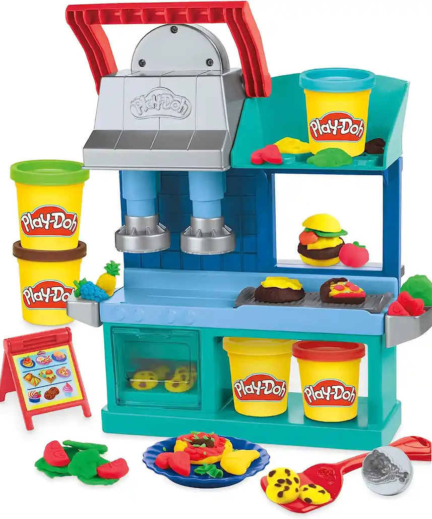Play-Doh Kitchen Creations, Busy Chef's Restaurant Playset, 2-Sided Kitchen, Pretend Food Toys, Art & Craft, 5 Play-Doh Colors, Kids 3+