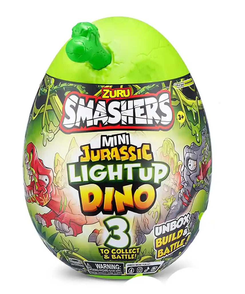 Smashers Jurassic Series 1 Mini Light Up Dino Egg with 10 Surprises Slime Meteorite Dig Build and Collect Dinosaur Toy for Boys and Girls Ages 3+