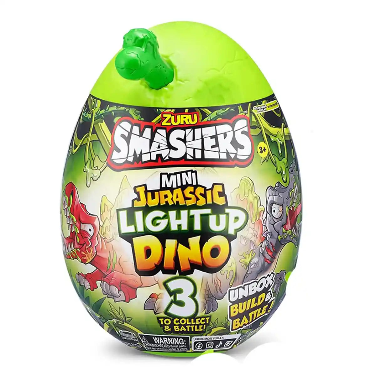 Smashers Jurassic Series 1 Mini Light Up Dino Egg with 10 Surprises Slime Meteorite Dig Build and Collect Dinosaur Toy for Boys and Girls Ages 3+