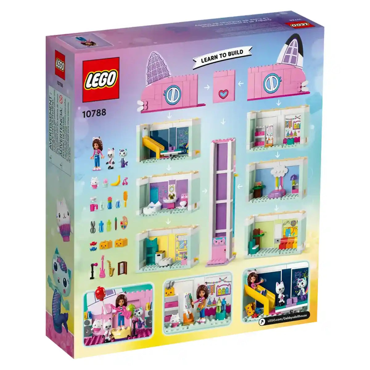 LEGO Gabby’s Dollhouse Toy Playset 10788, 4 Floor 8 Room Dollhouse with Gabby, Pandy Paws, MerCat & Cakey Figures Plus Accessories, Dollhouses for Kids Ages 4+