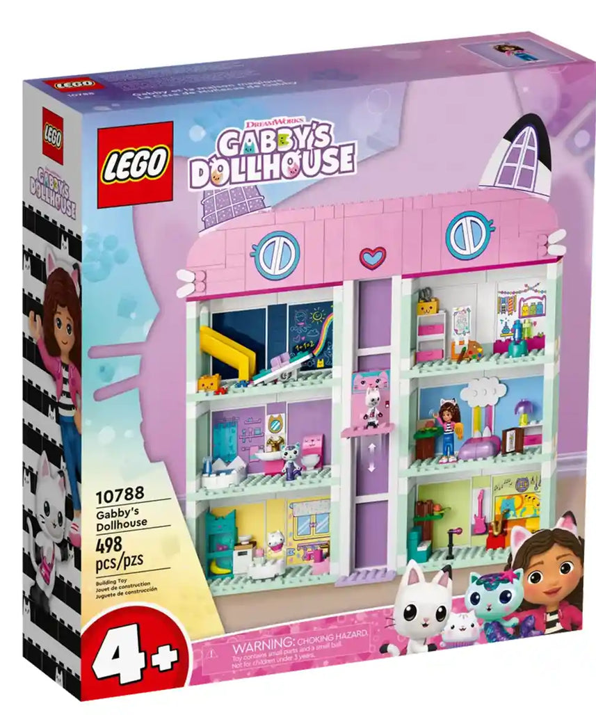LEGO Gabby’s Dollhouse Toy Playset 10788, 4 Floor 8 Room Dollhouse with Gabby, Pandy Paws, MerCat & Cakey Figures Plus Accessories, Dollhouses for Kids Ages 4+