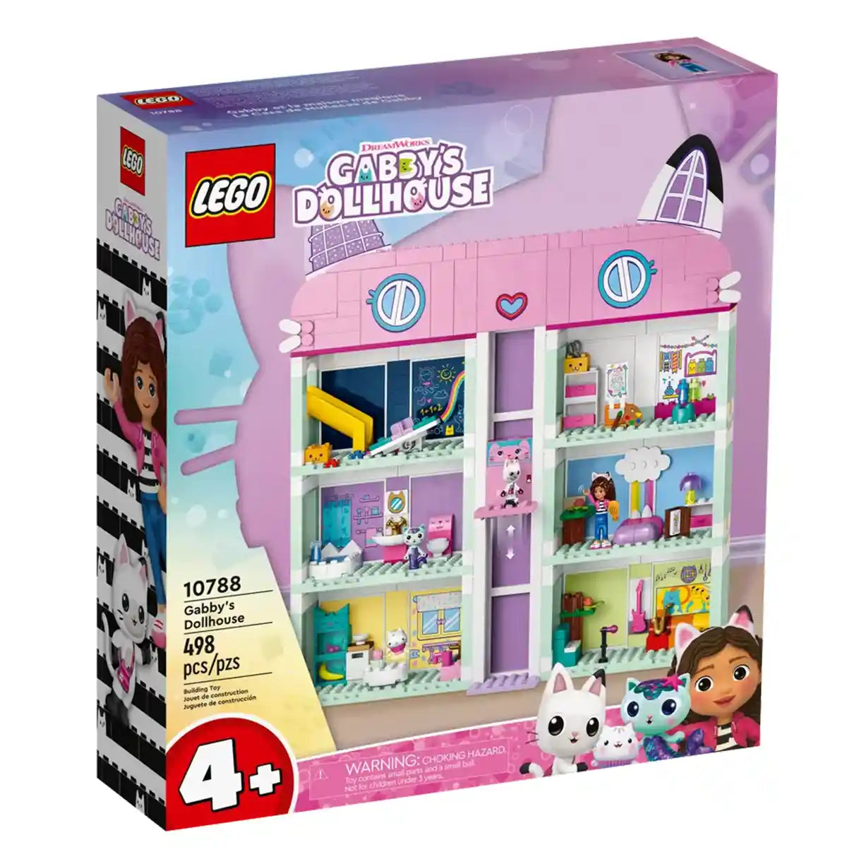 LEGO Gabby’s Dollhouse Toy Playset 10788, 4 Floor 8 Room Dollhouse with Gabby, Pandy Paws, MerCat & Cakey Figures Plus Accessories, Dollhouses for Kids Ages 4+