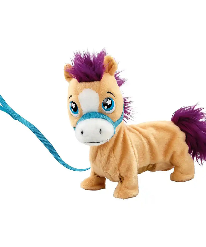 أنيماجيك، بامبكن، مهر شتلاند، مهر محشو تفاعلي يمشي مع أصوات، ذيل ورأس متحركين، لعبة حيوانات أليفة للأطفال، من سن 4 سنوات فما فوق، شخصيات ألعاب تفاعلية محشوة