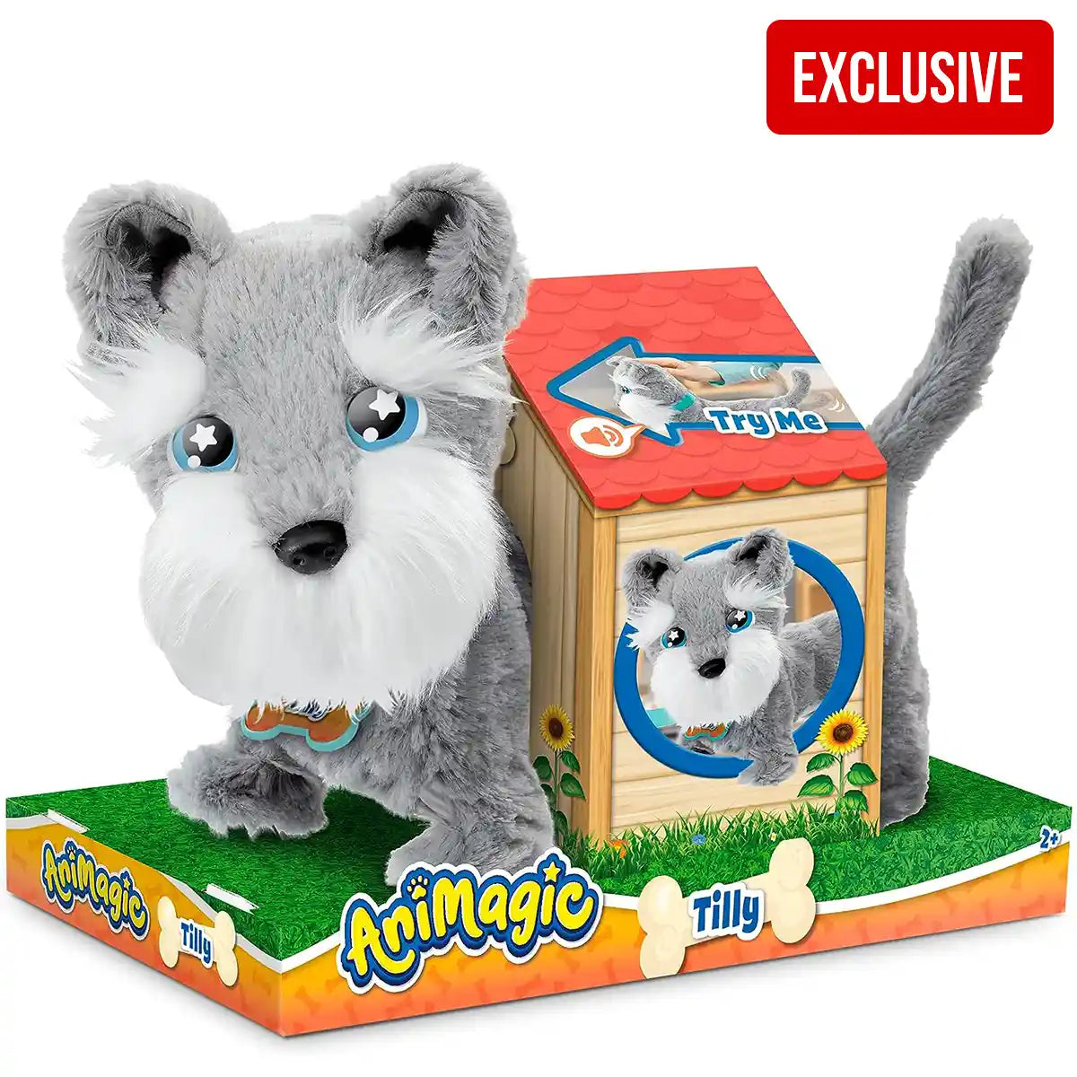 أنيماجيك تيلي ذا تيرير، كلبة تفاعلية محشوة، تمشي وتنبح، مع مقود - لعبة لعب أدوار واقعية للحيوانات الأليفة للأطفال من عمر سنتين إلى خمس سنوات - شخصيات ألعاب تفاعلية محشوة