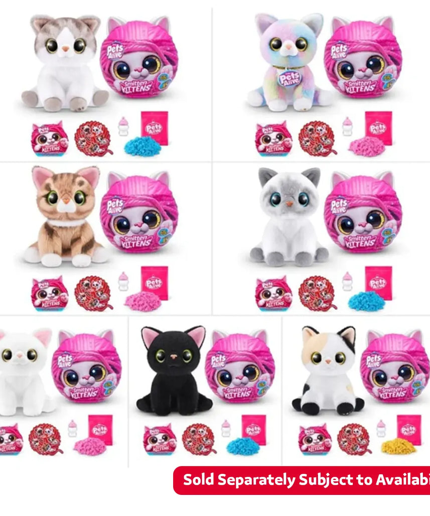دمية قطط بيتس ألايف المحشوة والمُعجبة - دمية تفاعلية مع أصوات وزجاجة وخمس مفاجآت - 9541