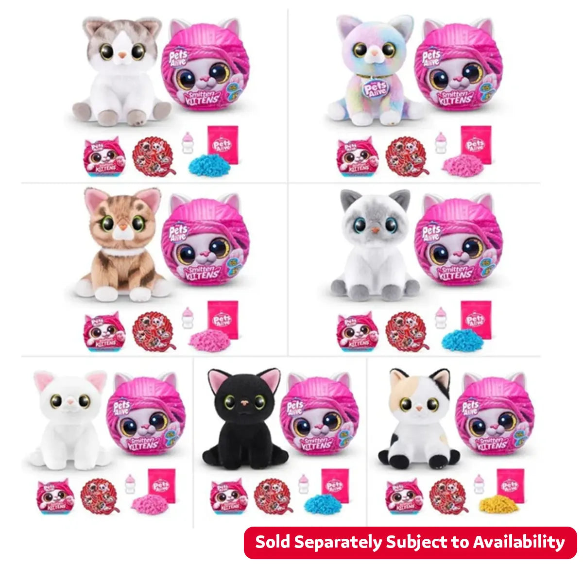 دمية قطط بيتس ألايف المحشوة والمُعجبة - دمية تفاعلية مع أصوات وزجاجة وخمس مفاجآت - 9541