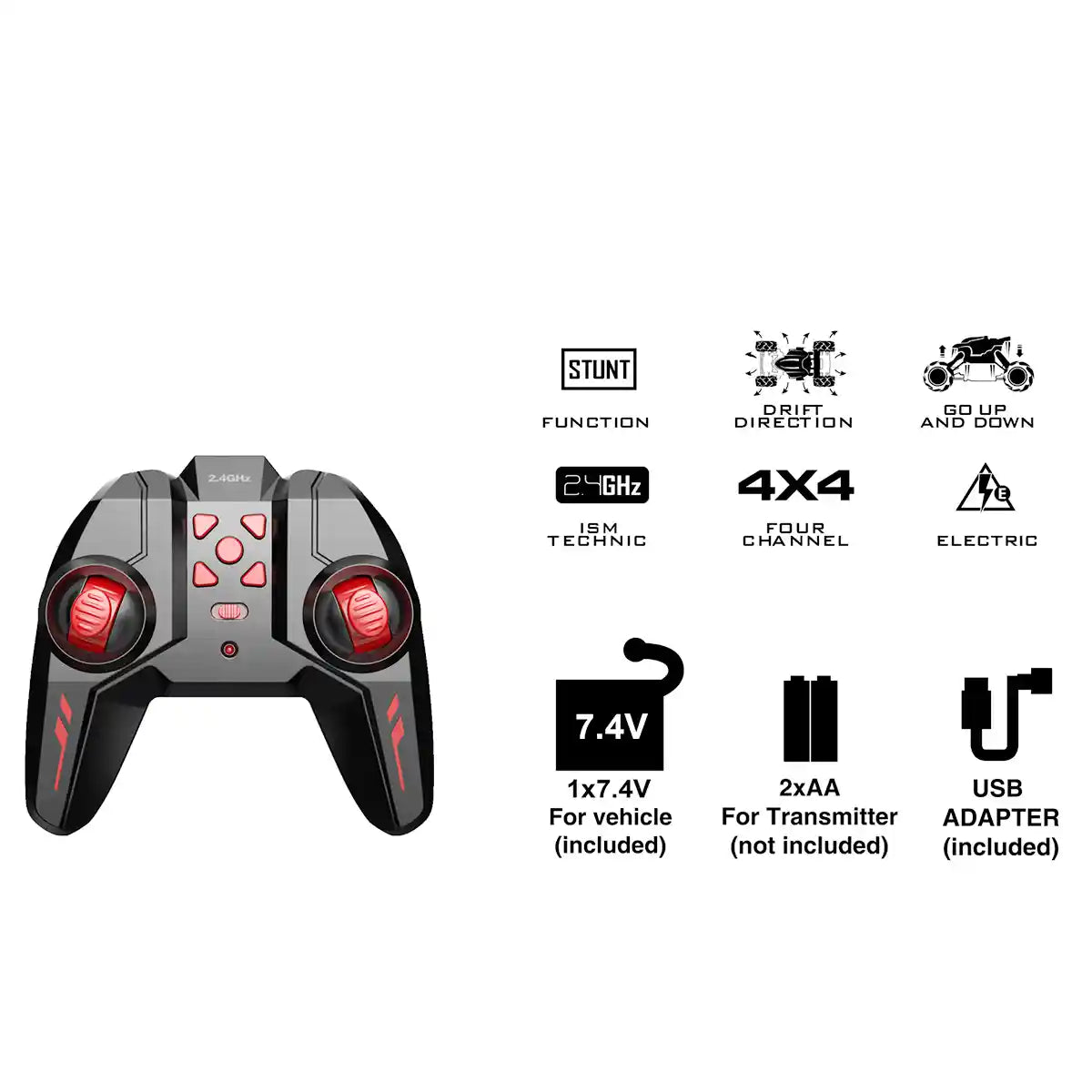 سيارة كريزون سبيد دريفت 1:14 تعمل بالتحكم عن بعد - 2.4 جيجاهرتز، تدور 360 درجة، مركبة دريفت وألعاب بهلوانية مع بطارية قابلة لإعادة الشحن، مناسبة للأعمار من 3 سنوات فما فوق