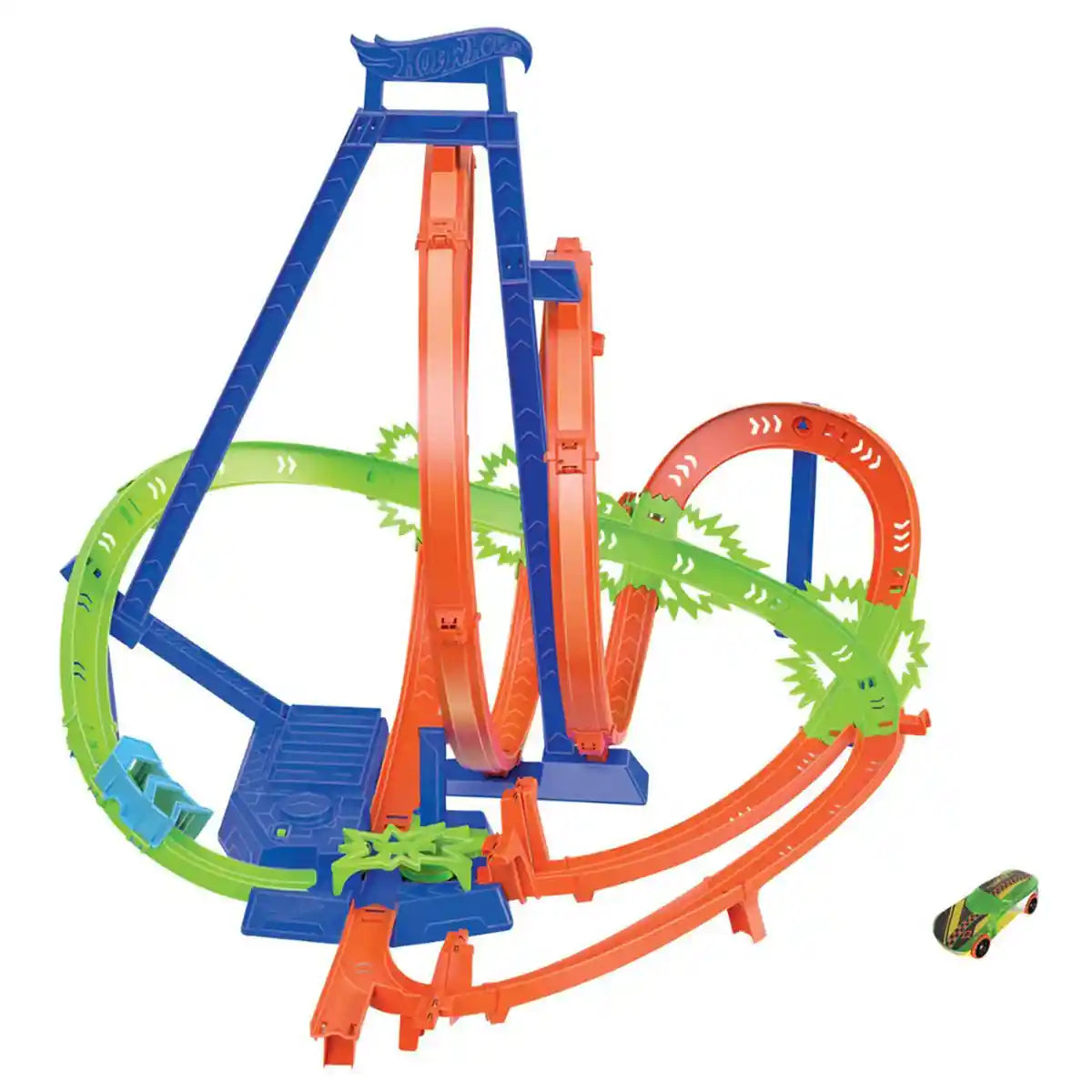 Hot Wheels Epic Crash Dash Track Set, Toy Car Track with 5 Crash Zones, Motorized Booster, Includes 1 Hot Wheels 1:64 Scale Car, Folds for Easy Storage, Kids Toys