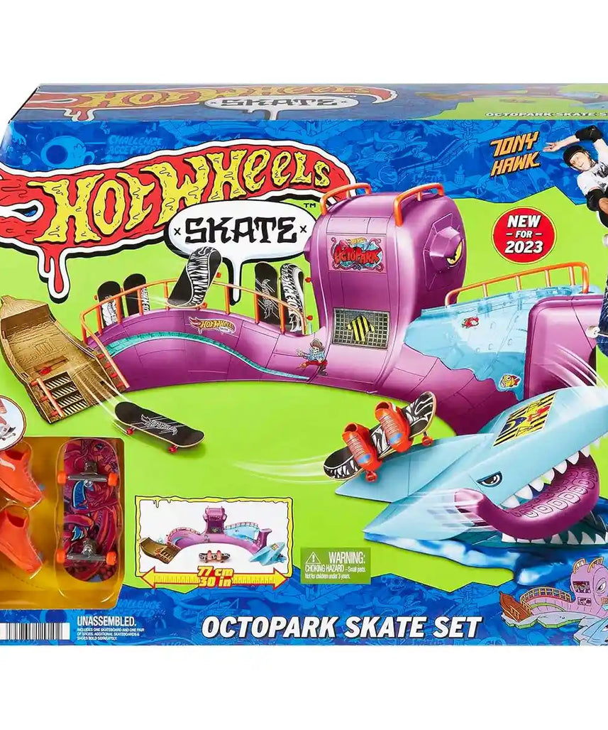مجموعة ألعاب هوت ويلز سكيت أوكتوبارك مع لوح أصابع حصري وأحذية تزلج قابلة للإزالة، ومنحدر لوح أصابع للأطفال ولعبة تزلج