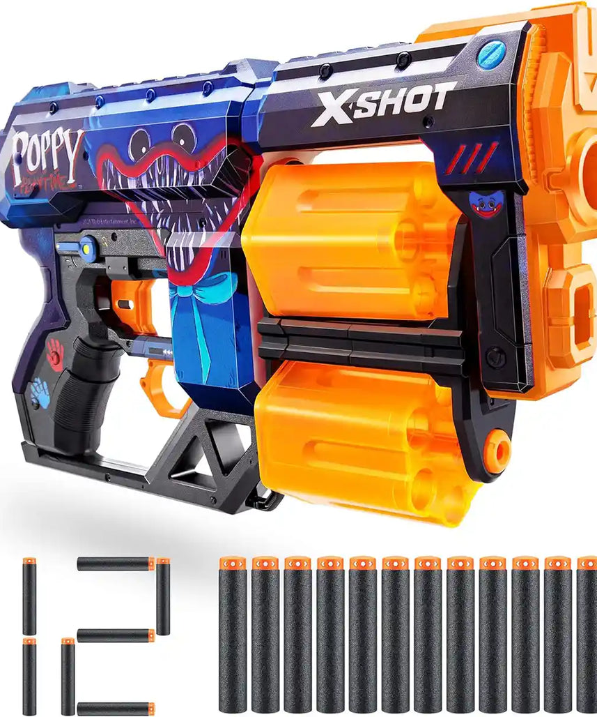 XShot Skins Dread, Poppy Playtime Jumpscare Edition, Air Pocket Dart Tech Foam Blaster for Kids & Teens, 27m Range, Recoil Action, Rare Skin Chase, Outdoor Battle Toy Gun for Ages 8+