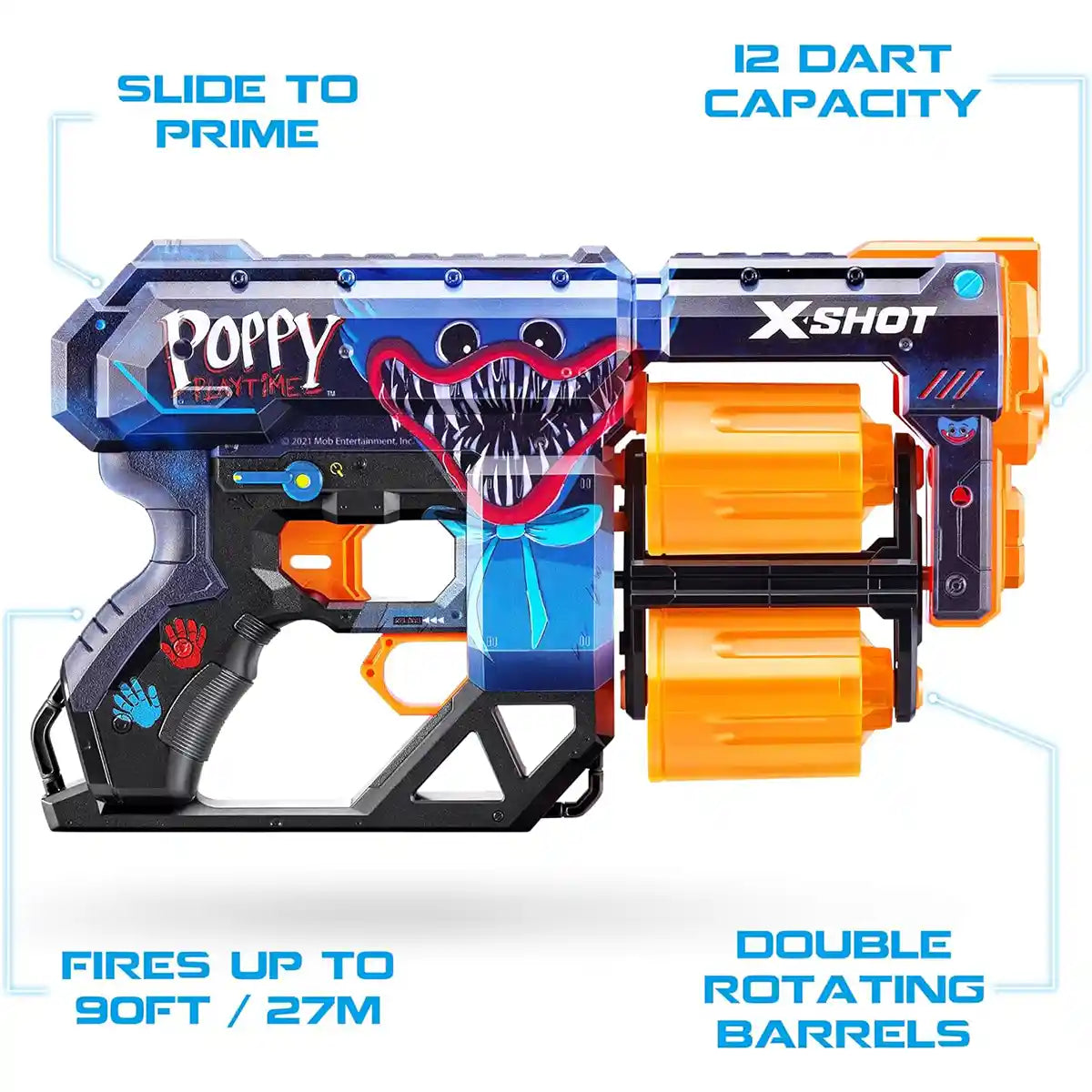 XShot Skins Dread, Poppy Playtime Jumpscare Edition, Air Pocket Dart Tech Foam Blaster for Kids & Teens, 27m Range, Recoil Action, Rare Skin Chase, Outdoor Battle Toy Gun for Ages 8+