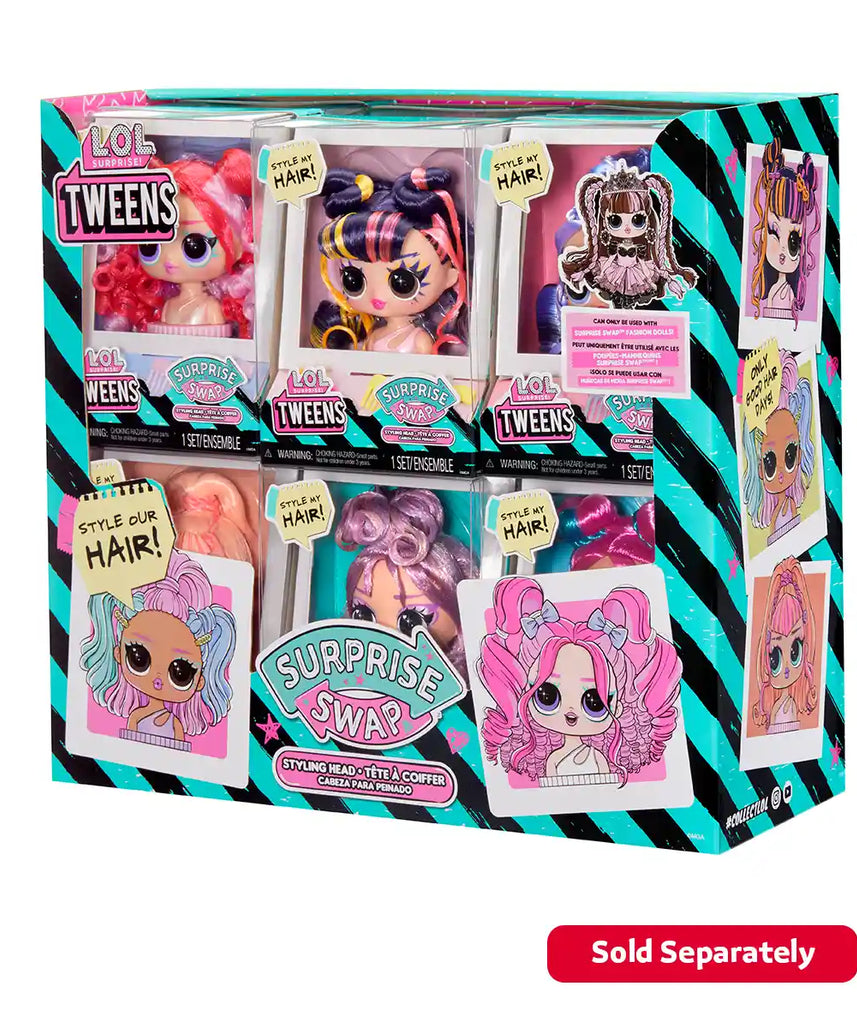 L.O.L. Surprise Tweens Surprise Swap Styling Head, Assorted, Includes Hair Accessories and Comb, Collectable Styling Toy for Kids Ages 4+, Great for Creative Hair Play