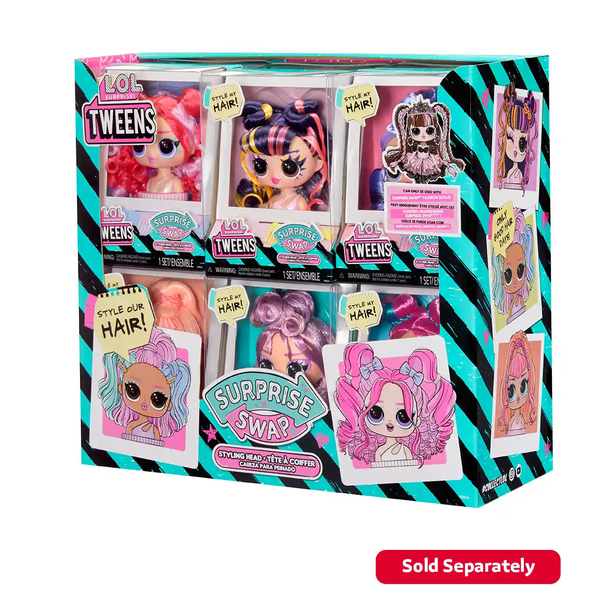 L.O.L. Surprise Tweens Surprise Swap Styling Head, Assorted, Includes Hair Accessories and Comb, Collectable Styling Toy for Kids Ages 4+, Great for Creative Hair Play