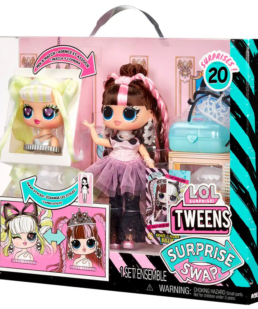L.O.L. Surprise Tweens Surprise Swap Bronze-2-Blonde Billie Fashion Doll with 20+ Surprises, Swapping Head Feature, Styling Head, Fashions, Accessories for Kids Ages 4+