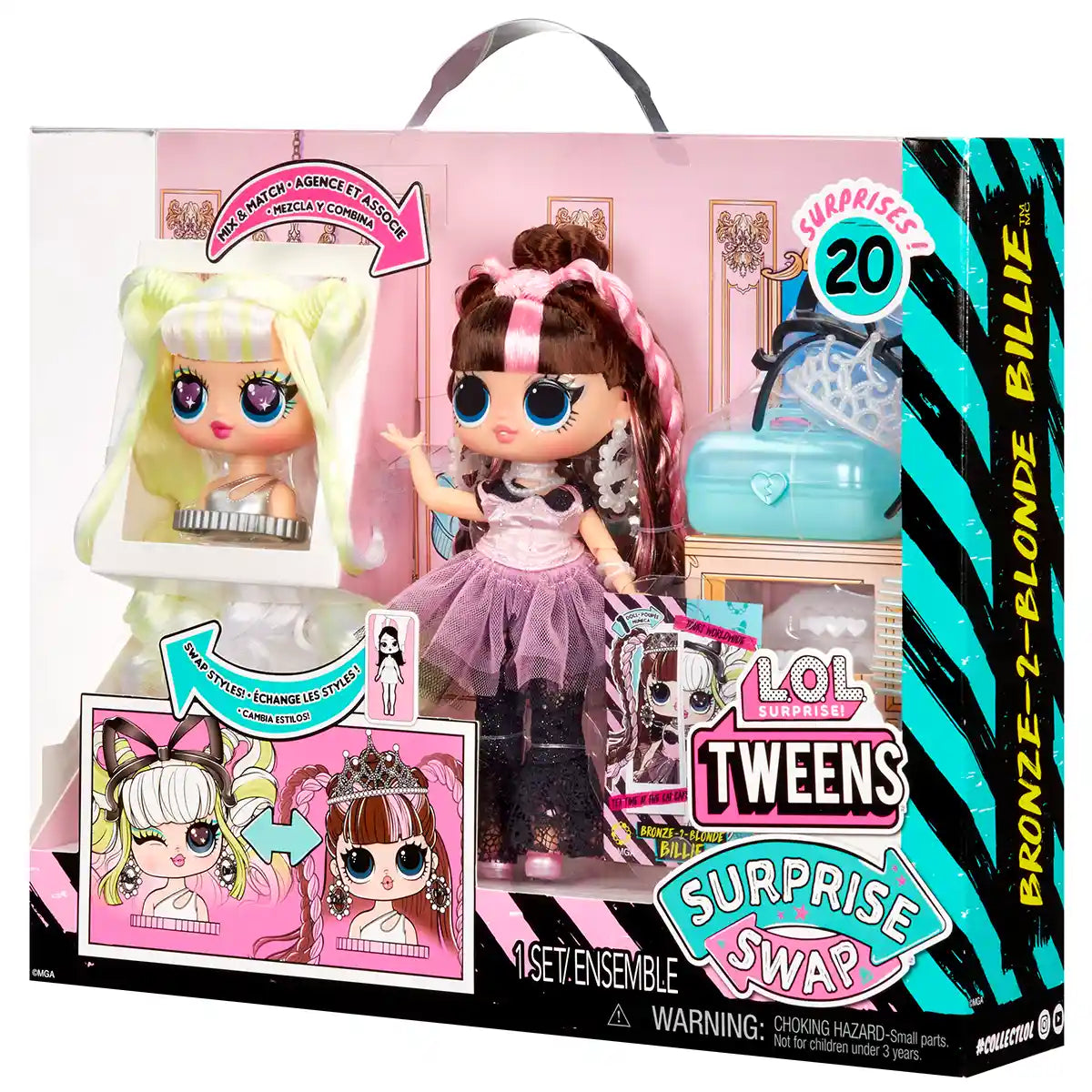 L.O.L. Surprise Tweens Surprise Swap Bronze-2-Blonde Billie Fashion Doll with 20+ Surprises, Swapping Head Feature, Styling Head, Fashions, Accessories for Kids Ages 4+