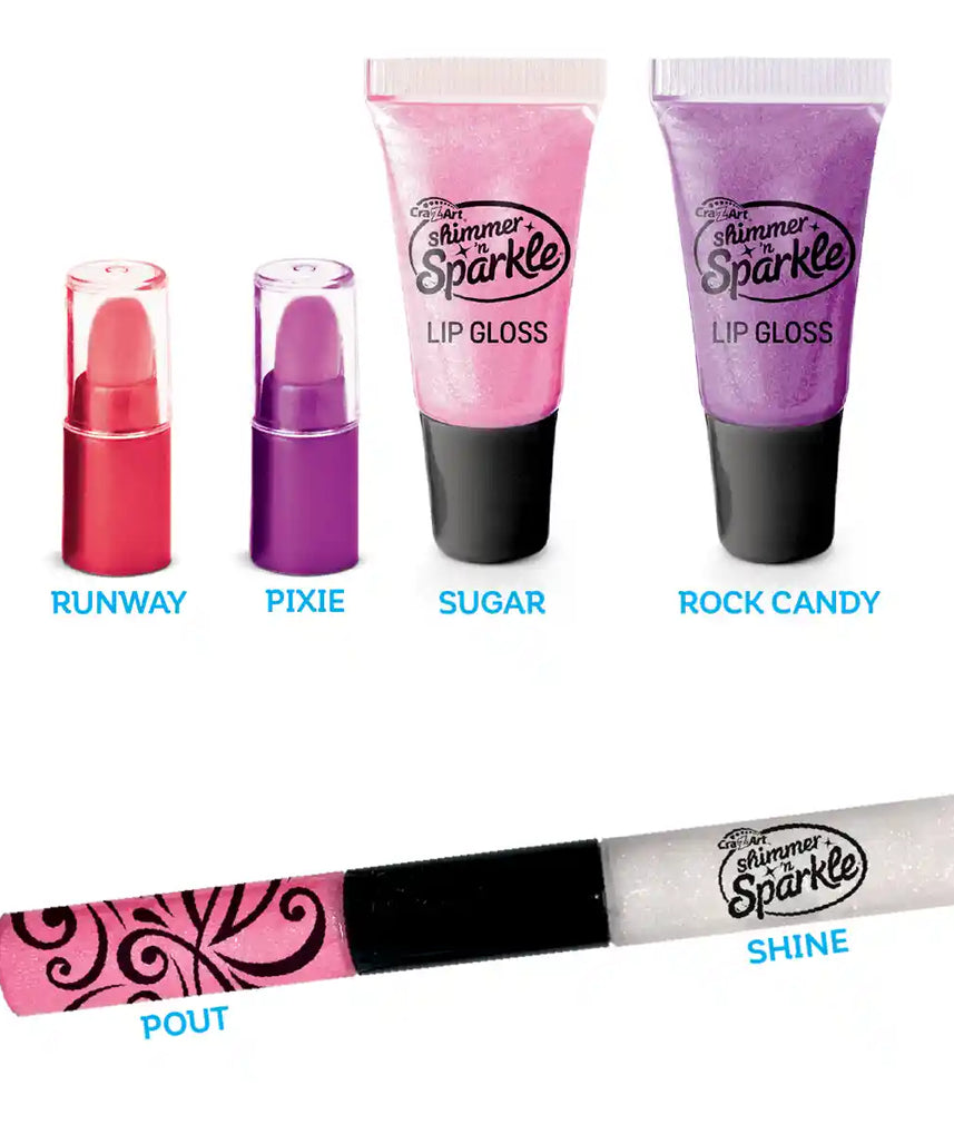 Cra-Z-Art Shimmer N Sparkle Glitz & Glam Ultimate Beauty Set, Real Makeup Kit for Kids, Eyes, Lips & Cheeks with Tote Bag, Brushes, Applicators & Style Cards, Gift for Girls 6+
