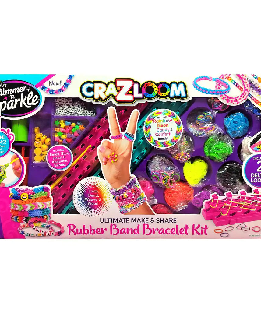 مجموعة صنع أساور مطاطية فاخرة من CraZLoom SNS من Cra-Z-Art، تحتوي على 4 أنوال، وأكثر من 2000 شريط مطاطي، وخرز، وخطافات، ومجموعة حرف يدوية للأطفال
