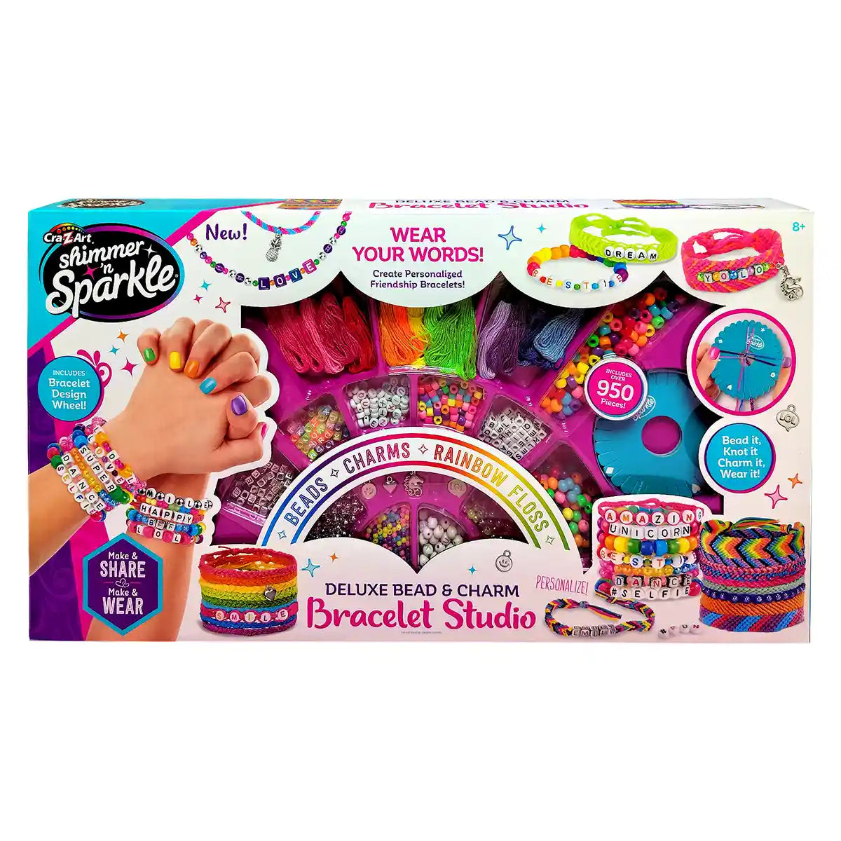 Shimmer N Sparkle Deluxe Bead & Charm Bracelet Studio, Over 800 Fashion Beads, Charm Accessories, Design Wheel & Embroidery Threads, Creative Jewelry Kit for Teens
