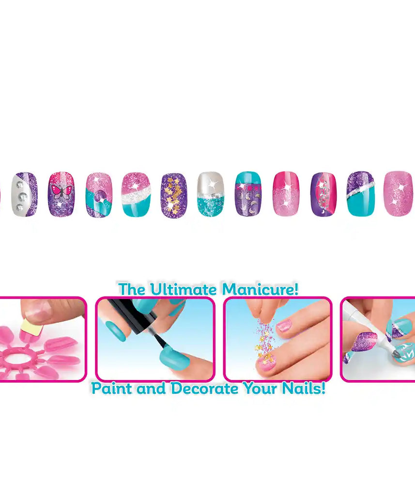 Shimmer N Sparkle Salon Style Deluxe Manicure & Pedicure SNS-65590, Nail Paints + Art Markers + Stickers + Glitter + Spa Foot Bath, Creative Beauty Set for Kids 8+
