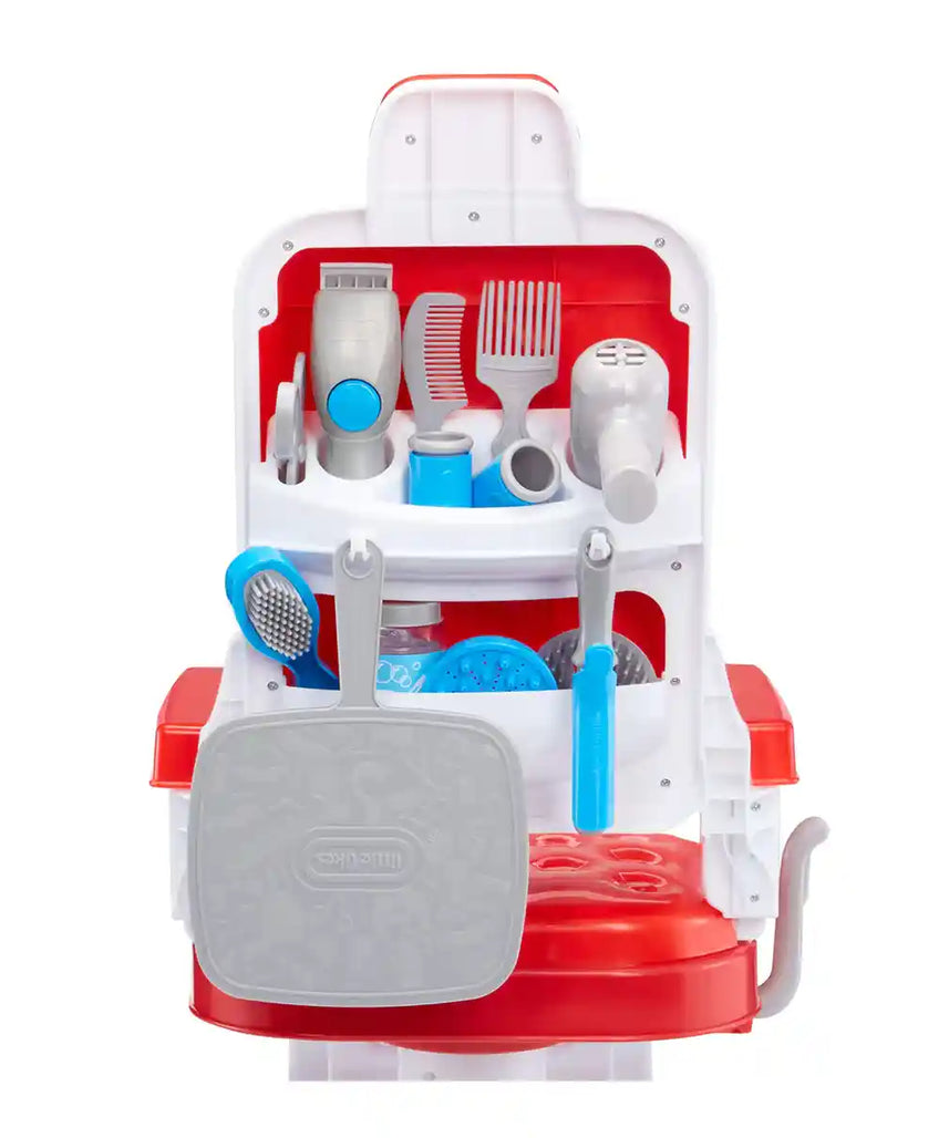 ليتل تايكس ستايل ستيشن - كرسي صالون حلاقة وتظاهري مع 20 ملحقًا، ومجفف شعر يعمل، وماكينة قص شعر نابضة بالحياة - للأطفال من سن 3 إلى 5 سنوات