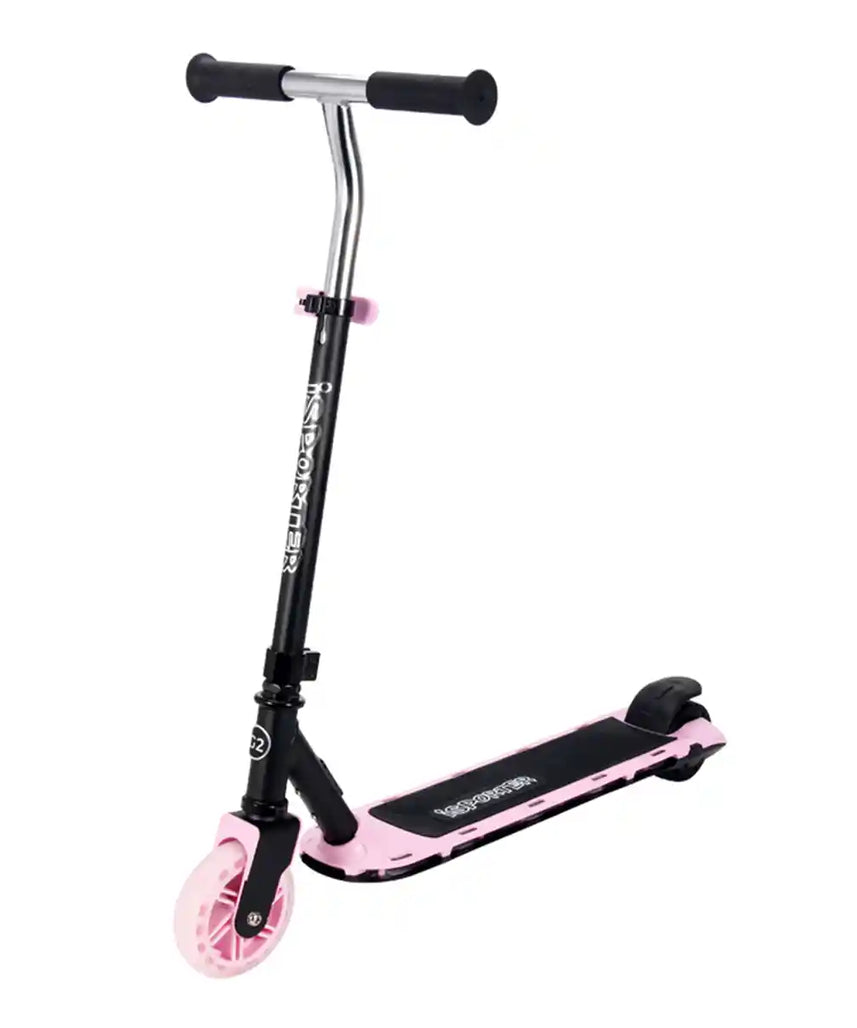 Aero iSporter G2 Electric Scooter for Kids Ages 6+, Black and Pink, Two Speed Settings, LED Light-Up Wheels, Rechargeable Battery, Scooters