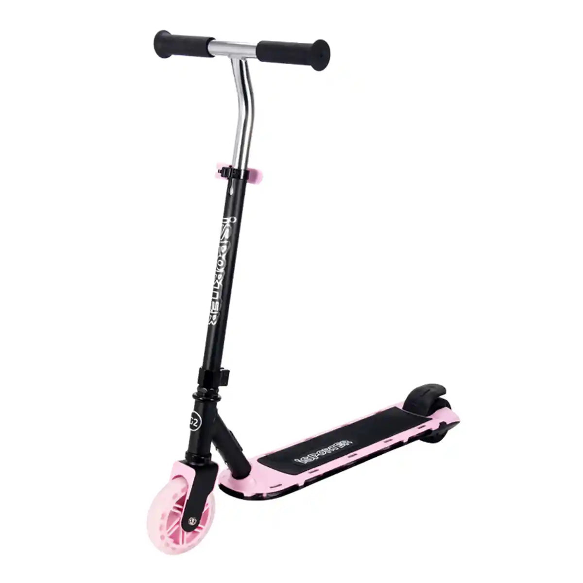 سكوتر كهربائي Aero iSporter G2 للأطفال من سن 6 سنوات فما فوق، أسود ووردي، إعدادان للسرعة، عجلات مضيئة LED، بطارية قابلة لإعادة الشحن، سكوتر