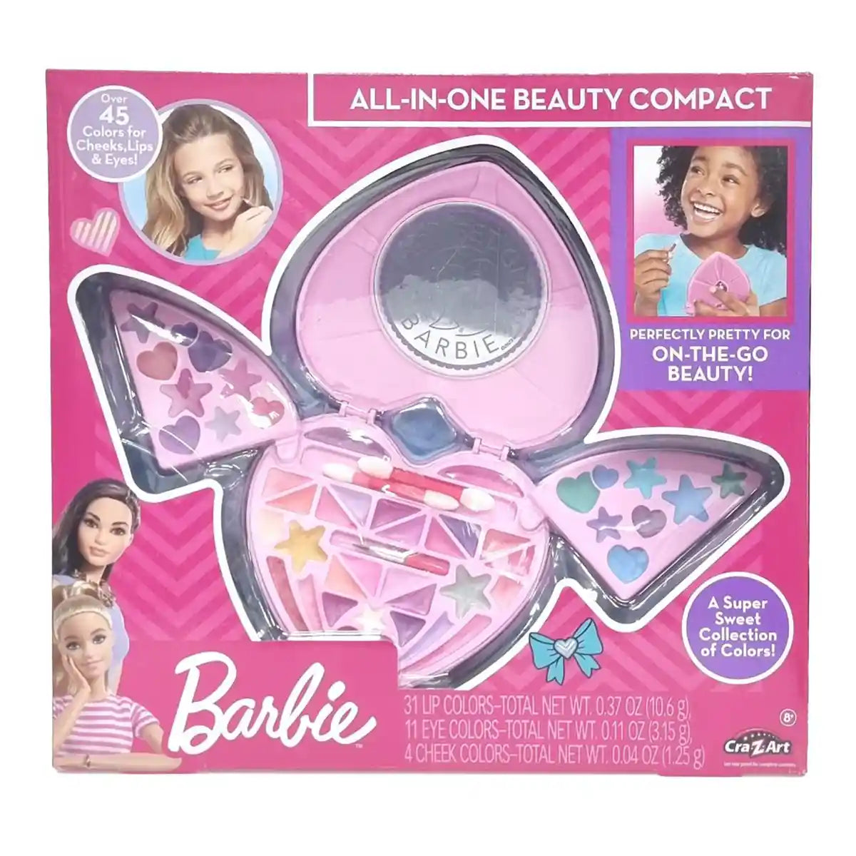 مجموعة باربي التجميلية المتكاملة من كراز آرت، مجموعة مكياج محمولة للأطفال، لعبة تظاهر إبداعية، ملحقات غير سامة