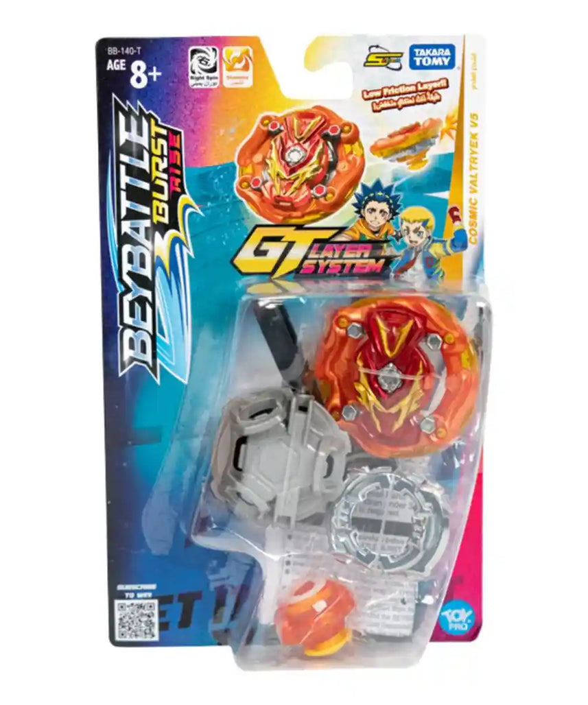 BeyBattle Burst Takara Tomy Cosmic Valtryek V5, S4 Starter Beyblade with Launcher and Ripcord, Stamina Spinning Top for Kids